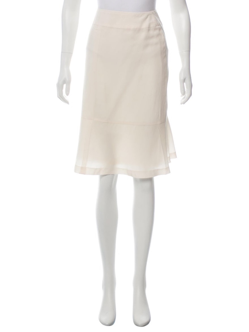 CHANEL Cream Midi A-Line Skirt